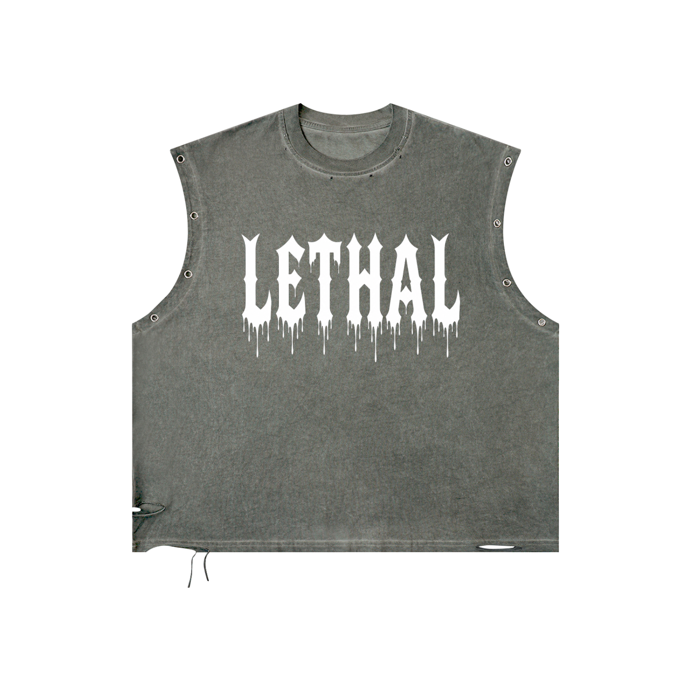 Distressed Grommet Eyelet Tank Top