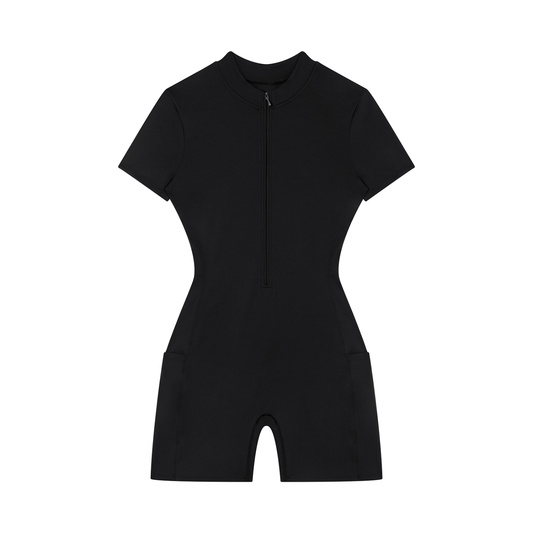 Women's Quarter-Zip Short Sleeve Romper